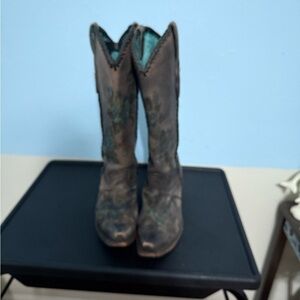 Corral Grey Handpainted Leather Cowboy Boots - 8.5 RARE